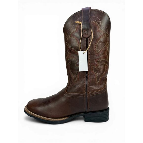 Roper Monterey Western Cowboy Boots Mens 7 D Brown Leather Square Toe Pull‎ On main image 7